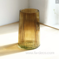 RIBBED GLASS VASE - TAUPE